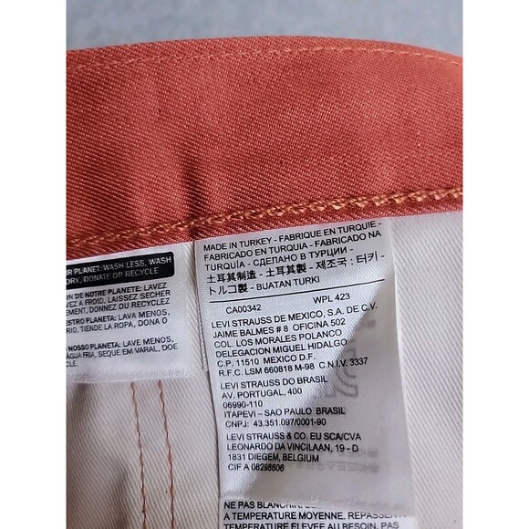 Levis Mens 501 Jeans 40x32 Straight Salmon Orange Button Fly High Rise Shrink - Picture 9 of 16